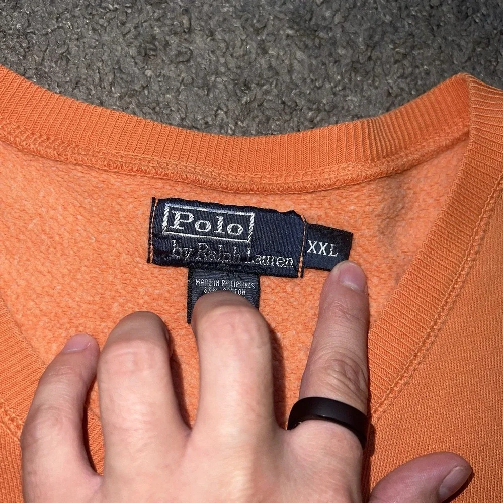 Vintage Polo Ralph Lauren Crewneck Sweatshirt Men's 2XL Orange Pullover 90s
